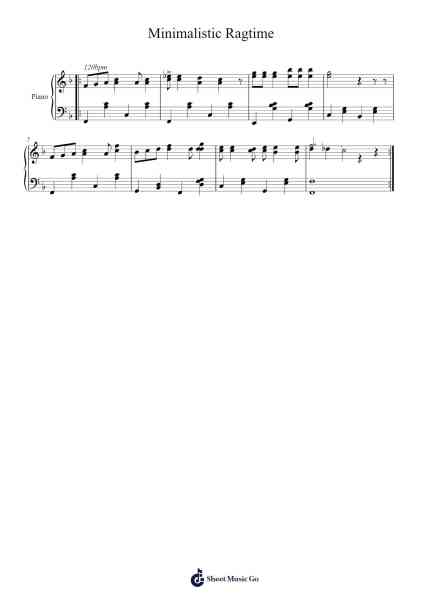 Minimalistic Ragtime Sheet Music by Magnus von Behren-Arr.Wattle