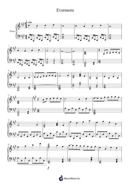 Evermore 樂譜由 Taylor Swift - 編曲 Sidser