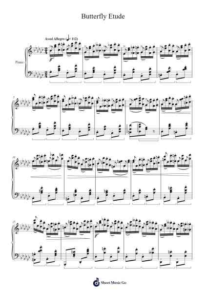 Etude in G♭ Major, Op. 25 No. 9 "Butterfly Etude" Sheet Music by Frédéric Chopin-Arr.Louhal