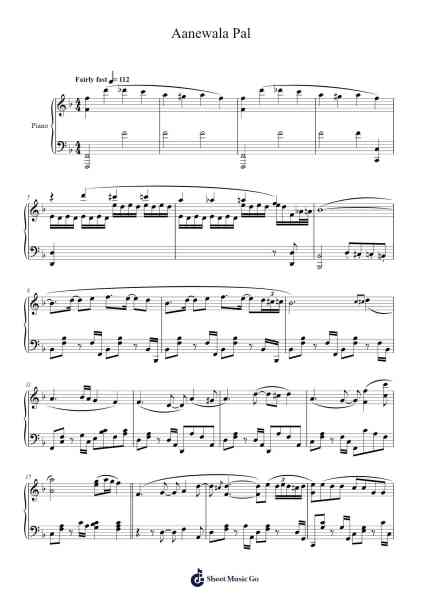Aanewala Pal Sheet Music by R. D. Burman-Arr.Jonric