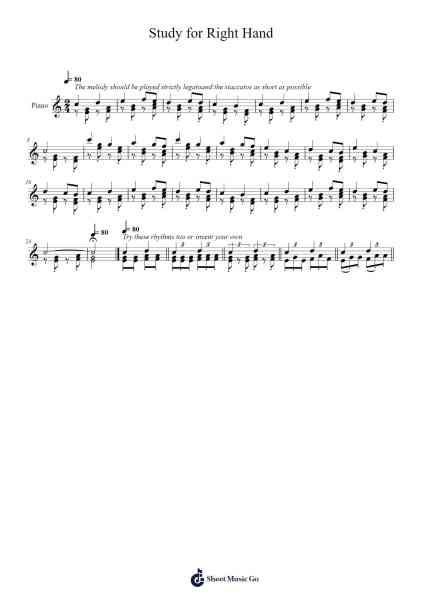 Study for Right Hand Sheet Music by Tuukka Jokilehto-Arr.Mondlius