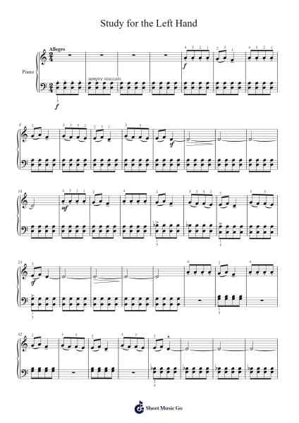 Study for the Left Hand Sheet Music by Béla Bartók-Arr.Ukuk Behill