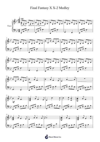 Final Fantasy X X-2 Medley Sheet Music by Nobuo Uematsu-Arr.Werfith