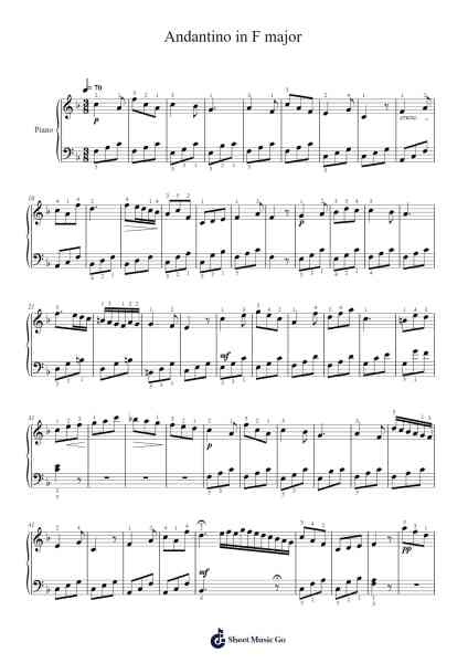 Andantino in F major Sheet Music by Daniel Steibelt-Arr.Laupound