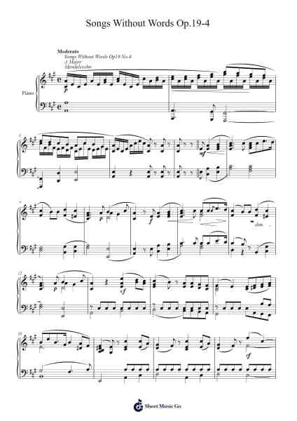 Songs Without Words, Op. 19, No. 4 in E Minor Sheet Music by undefined-Arr.Werfith