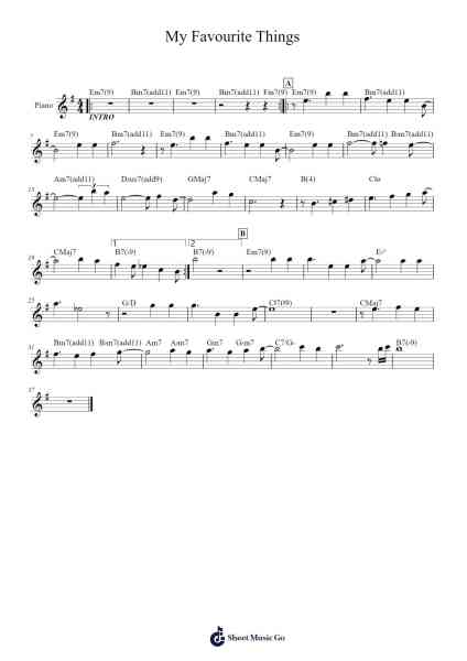 My Favourite Things Sheet Music by Richard Rodgers-Arr.Stilling