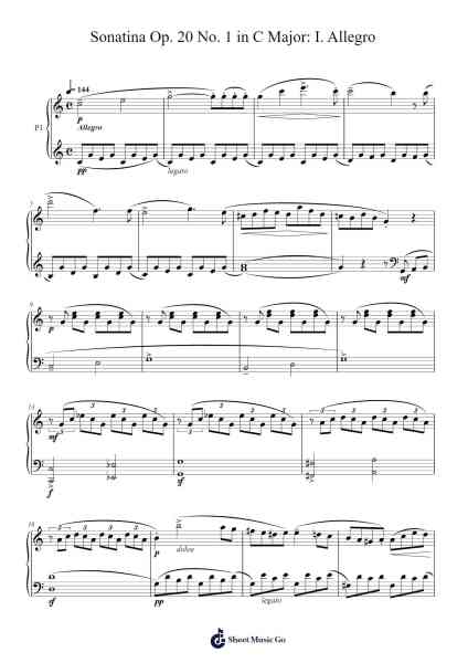 Sonatina Op. 20 No. 1 in C Major: I. Allegro Sheet Music by Friedrich Kuhlau-Arr.Judmons Bairdchel