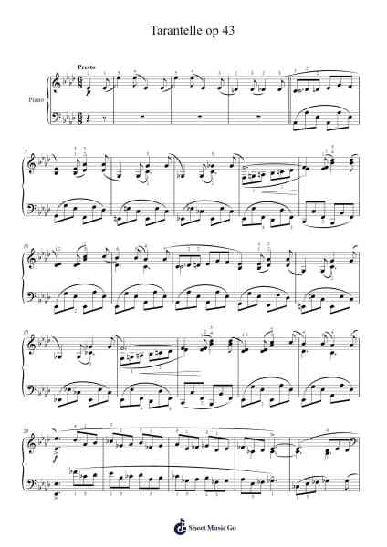 Tarantelle in A-flat Major, Op. 43 Sheet Music by Frédéric Chopin-Arr.Brownemeg