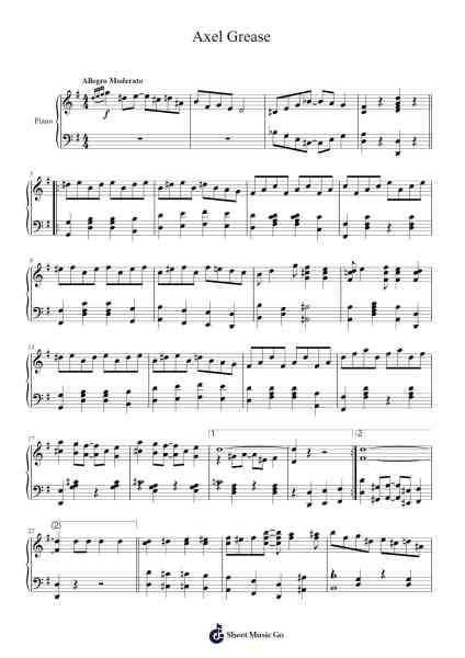 Axel Grease (1924) Sheet Music by Axel Christensen-Arr.Ciscer Georyale