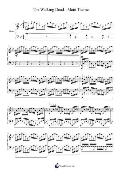 The Walking Dead - Main Theme Sheet Music by Bear McCreary-Arr.Watblack Jackcoln