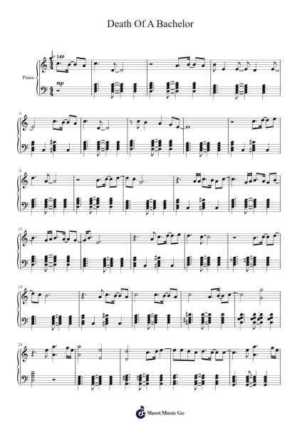 Death Of A Bachelor Sheet Music by undefined-Arr.Stowemon
