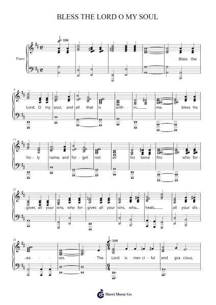 Bless the Lord, O My Soul Sheet Music by Davebel-Arr.Blajeames Yulewood
