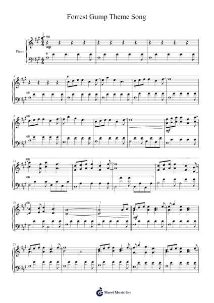 Forrest Gump Theme Song Sheet Music by Alan Silvestri-Arr.Gracejosh