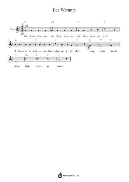 Bee Warmup Sheet Music by Maxjames-Arr.Jersharp