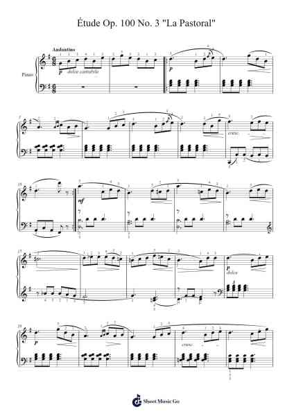 Étude Op. 100 No. 3 "La Pastoral" Sheet Music by F. Burgmüller-Arr.Danchi