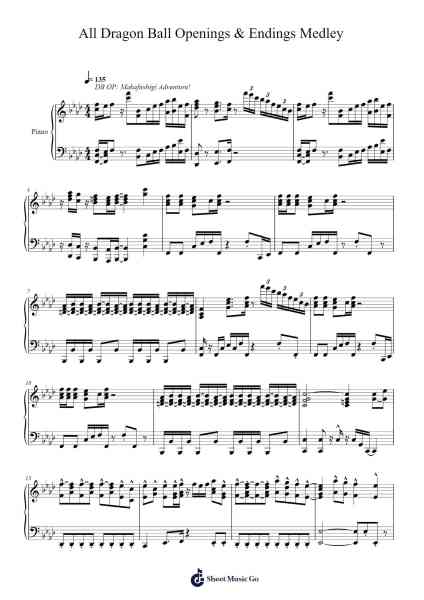 All Dragon Ball Openings & Endings Medley Sheet Music by Gundict Seansoon-Arr.Wolian