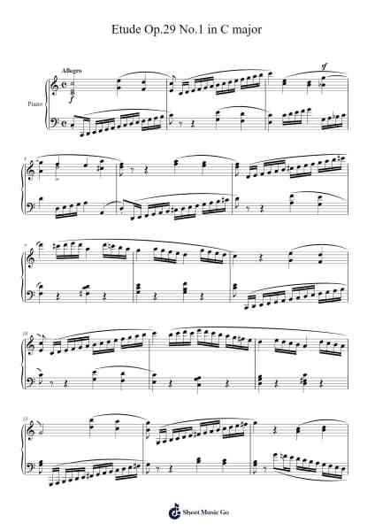 Etude Op. 29 No. 1 in C Major Sheet Music by H. Bertini-Arr.Felgrace