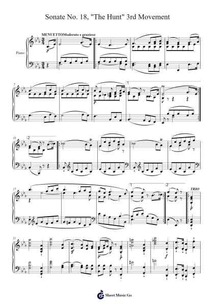 Sonate No. 18 in E-flat Major, Op. 31, No. 3 "The Hunt": III. Allegro Sheet Music by Ludwig van Beethoven-Arr.Danchloe