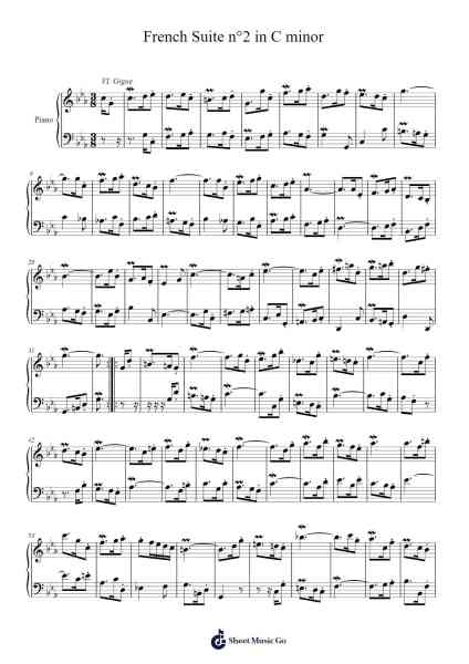 French Suite No. 2 in C Minor, BWV 813: VI. Gigue Sheet Music by Johann Sebastian Bach-Arr.Rosjay Sibylgale