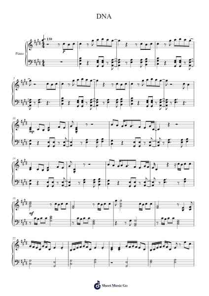 DNA Sheet Music by M2Mk-Arr.Rebar Mulin