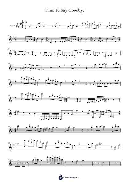 Time To Say Goodbye Sheet Music by Andrea Bocelli-Arr.Pagdrow Kathrin