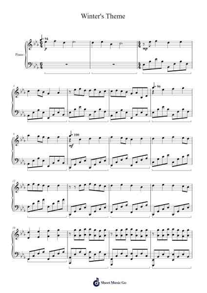 Winter's Theme Sheet Music by Emma Paavo-Arr.Caescott