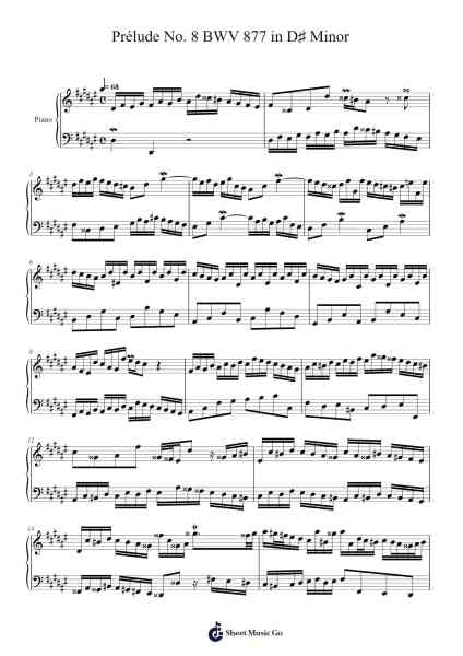 Prélude No. 8 in D♯ Minor, BWV 877 Sheet Music by Johann Sebastian Bach-Arr.Xanbriel Rague