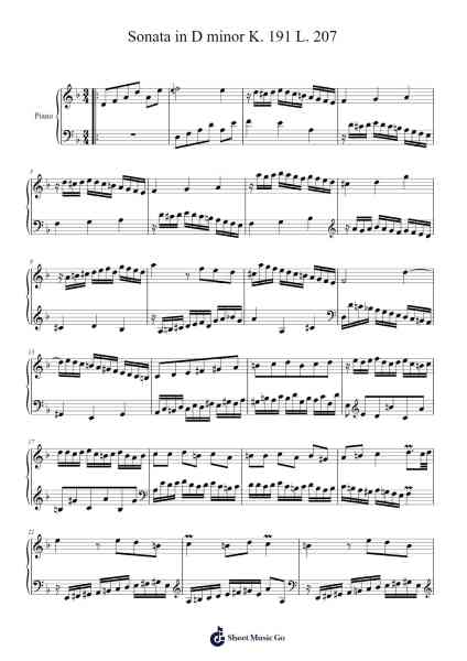 Sonata in D Minor, K. 191 (L. 207) Sheet Music by Domenico Scarlatti-Arr.Canliet Joelck
