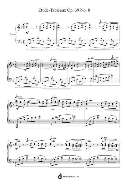 Etude-Tableaux in D Minor, Op. 39, No. 8 Sheet Music by Sergei Rachmaninoff-Arr.Sounoel