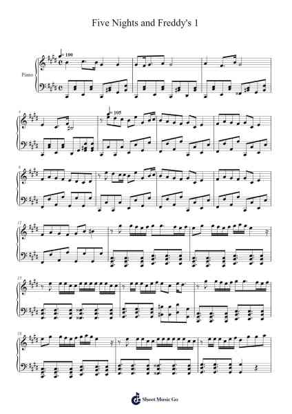 Five Nights and Freddy's 1 Sheet Music by The Living Tombstone-Arr.Clepert