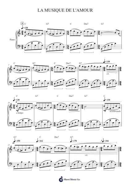 LA MUSIQUE DE L'AMOUR Sheet Music by PAUL DE SENNEVILLE/OLIVIER TOUSSAINT-Arr.Humlouie