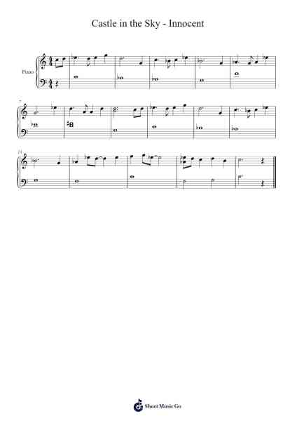 Castle in the Sky - Innocent Sheet Music by Joe Hisaishi-Arr.Pistal