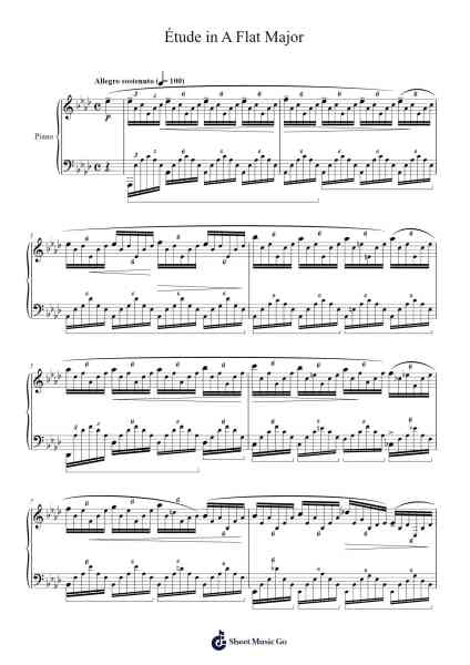 Étude in A Flat Major Sheet Music by Frédéric Chopin-Arr.Oisenwoolf