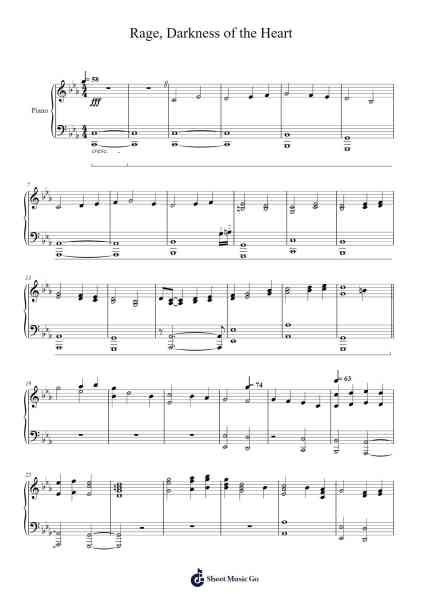 Rage, Darkness of the Heart Sheet Music by Manami Kiyota-Arr.Cofny