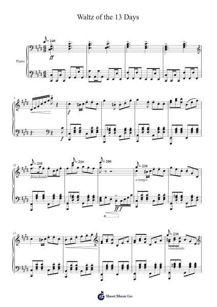 Waltz of the 13 days In C# minor Sheet Music by undefined-Arr.Hodggrote Yvescole