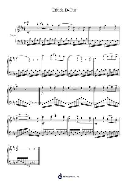 Etiuda D-Dur Sheet Music by Czerny-Arr.Gisbey Gregbins