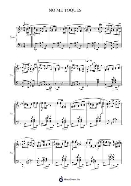 No Me Toques - Danza Cubana Sheet Music by Ignacio Cervantes-Arr.Annnat Keclair