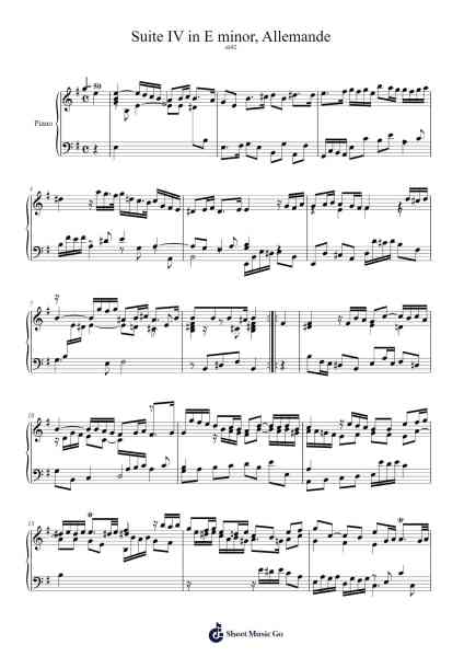 Suite IV in E minor, HWV 428: I. Allemande Sheet Music by George Frideric Handel-Arr.Calbrown Yertate