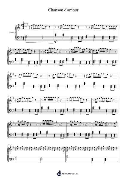 Chanson d'amour Sheet Music by Dorian Alexandre-Arr.Prupert Cookegram