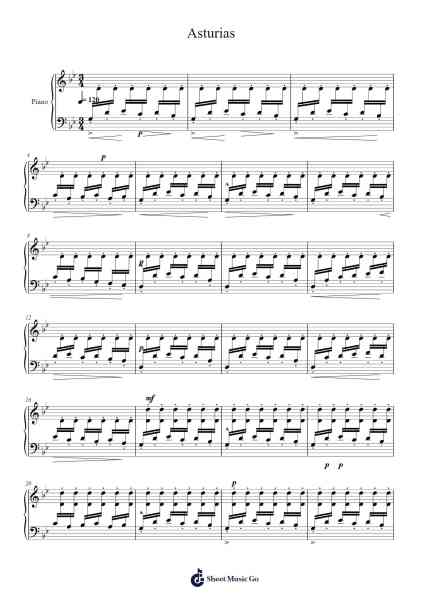 Asturias (Leyenda) for Piano Sheet Music by undefined-Arr.Haycah Touthale