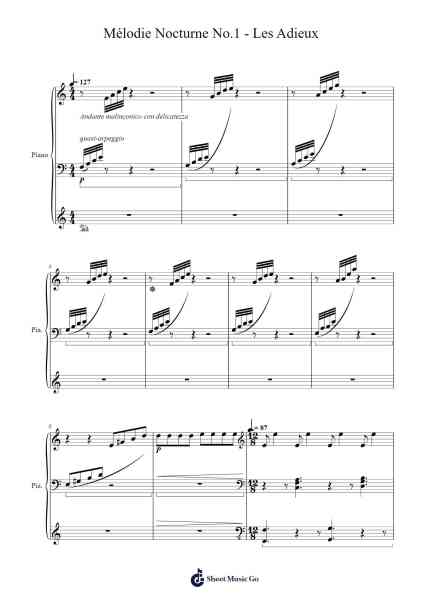 Mélodie Nocturne No.1 - Les Adieux Sheet Music by ROY Malik A.-P-Arr.Gorale Wattia