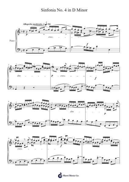 Sinfonia No. 4 in D Minor, BWV 799 Sheet Music by Johann Sebastian Bach-Arr.Mewyatt