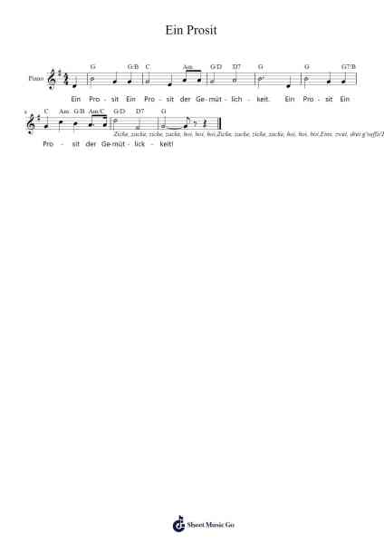 Ein Prosit Sheet Music by undefined-Arr.Bunjoan Payley