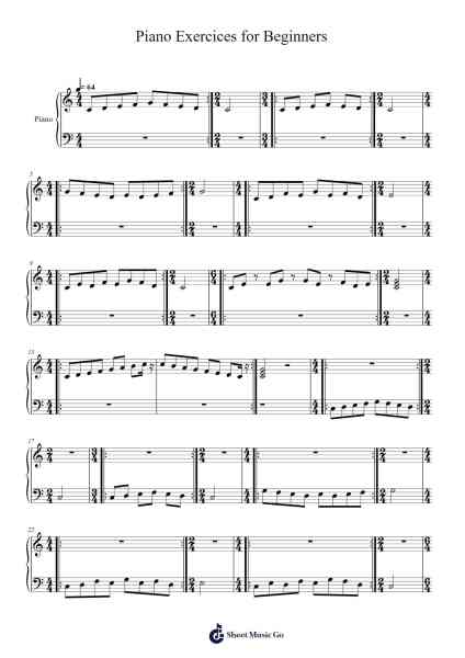 Piano Exercices for Beginners Sheet Music by undefined-Arr.Sanprice
