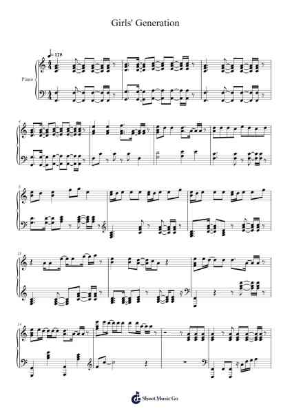 Girls' Generation Sheet Music by Girls' Generation-Arr.Hoonell Norusk