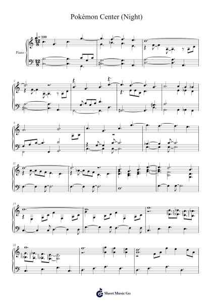 Pokémon Center (Night) Sheet Music by Junichi Masuda-Arr.Yetkim Vauglvis