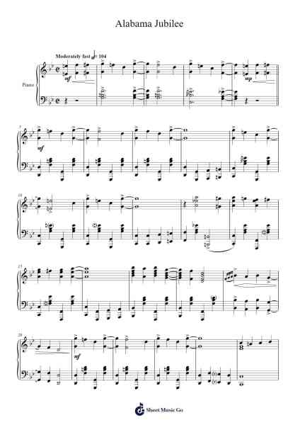 Alabama Jubilee Sheet Music by George L. Cobb/Jack Yellen-Arr.Yonnggiles