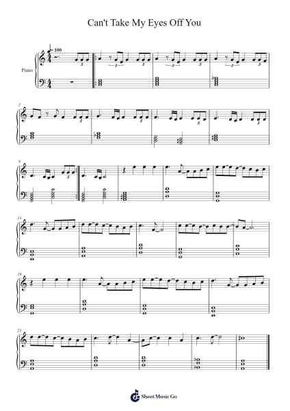 Can't Take My Eyes Off You Musica per pianoforte di Frankie Valli - Arr.Bardthea Faylotte