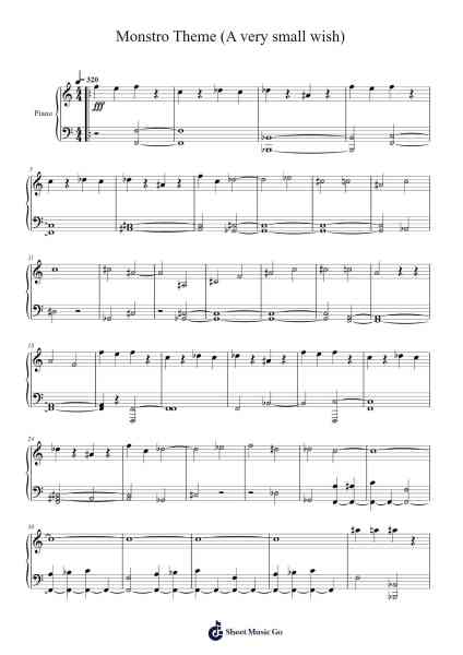 Monstro Theme (A very small wish) Sheet Music by undefined-Arr.Chrisphael Reedno