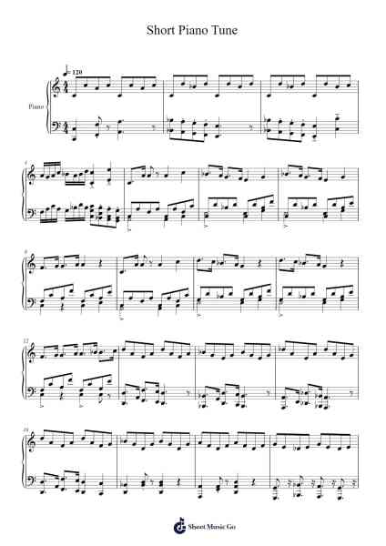 Short Piano Tune Sheet Music by Markthur-Arr.Ninah